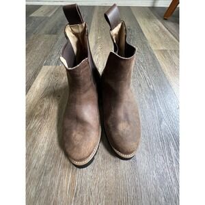 Line of Trade Chelsea‎ Boots Mens Size 8 Brown Leather Rugged Lug Sole Pull On
